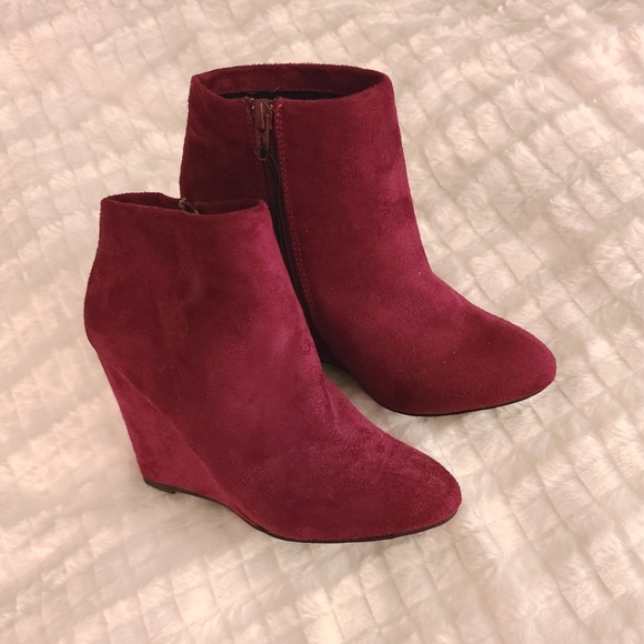 Women's Wedge Booties - Suede - Picture 1 of 4